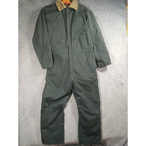 Walls Other - Walls Zero-Zone Insulated Coveralls Mens XL Green Duck Canvas Quilted Jumpsuit
